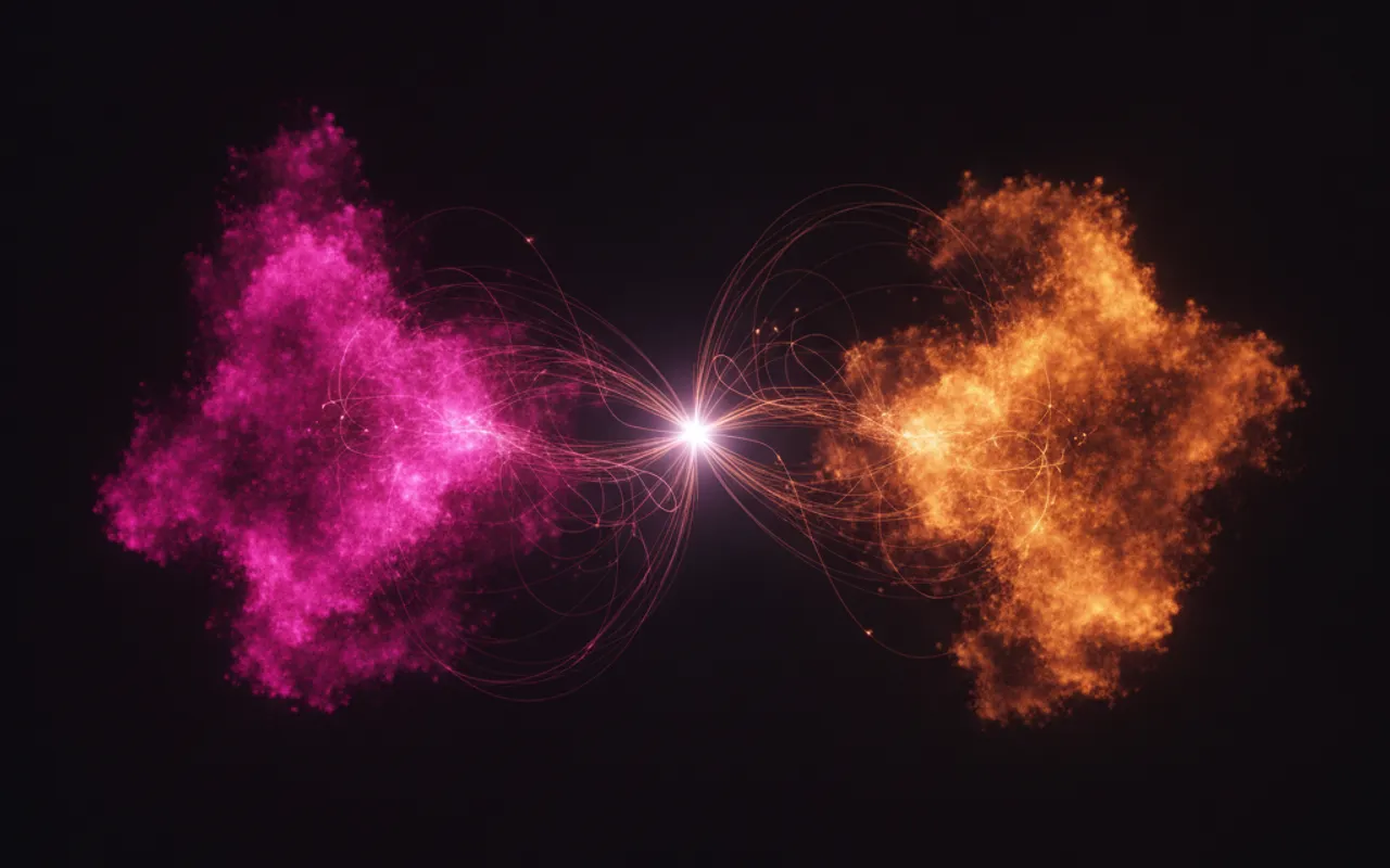 A real-time bidding network of glowing nodes and data flows